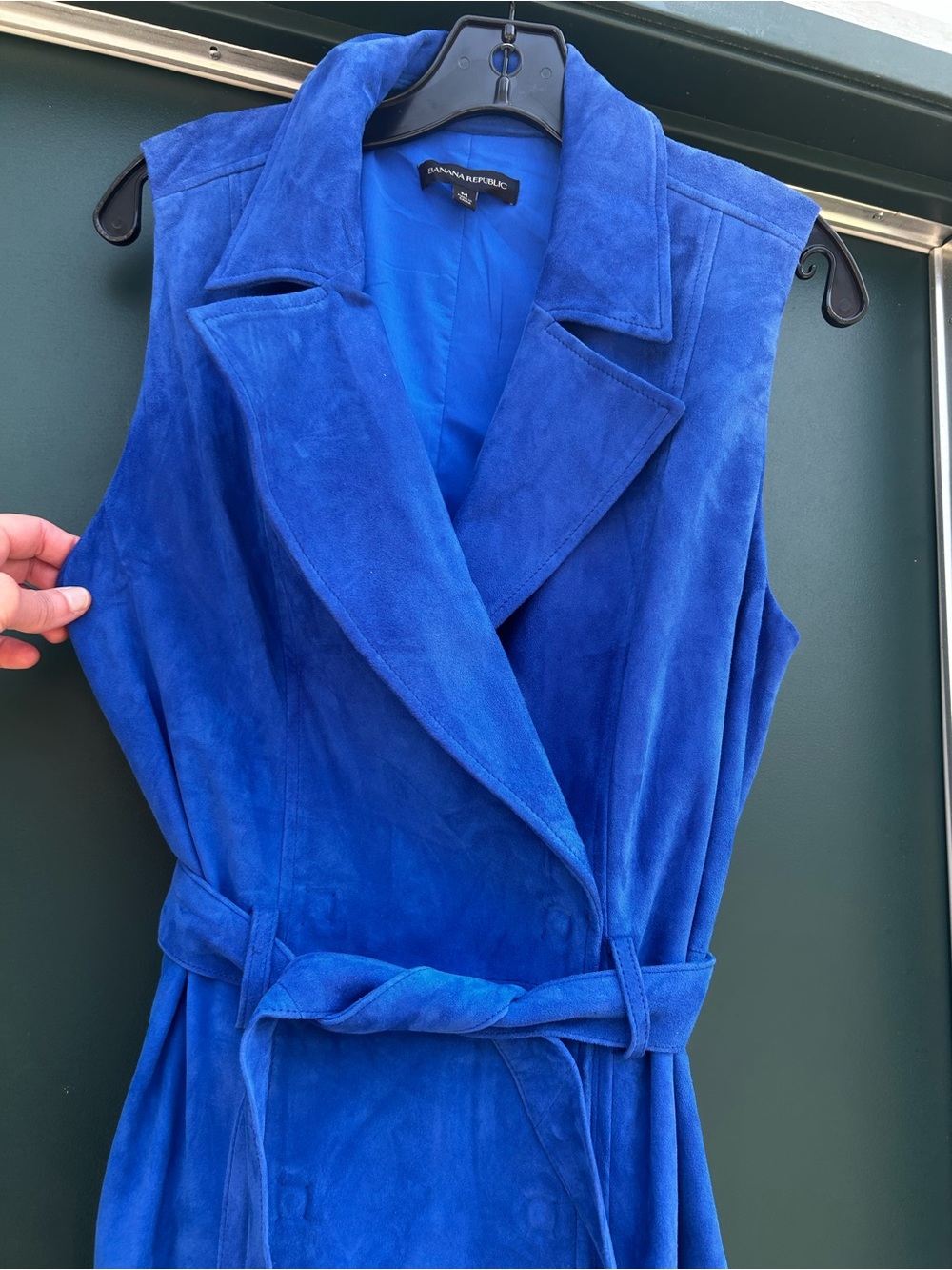Banana Republic Cobalt Blue Sleeveless Suede Wrap Midi Dress - Picture 5 of 13